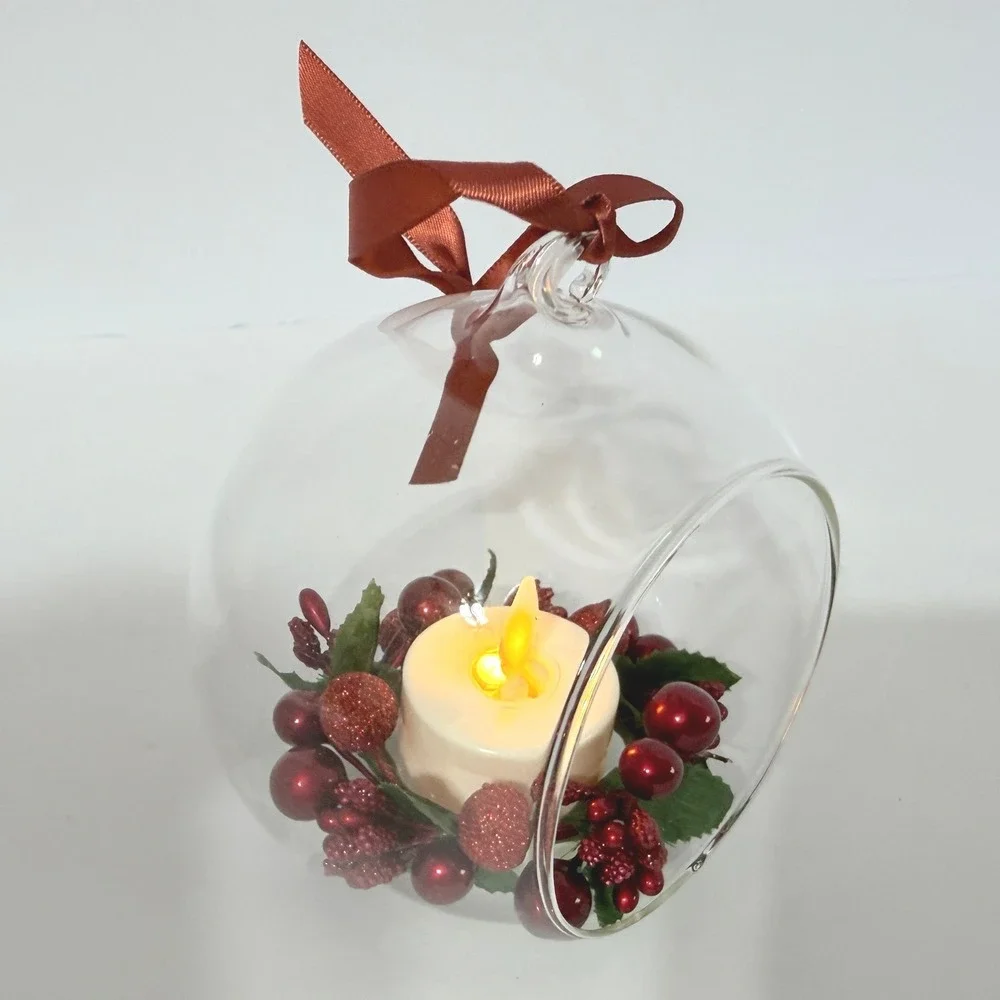 Luminara Real Flame Effect Flameless Tea Light Berry Globe Ornament Remote
